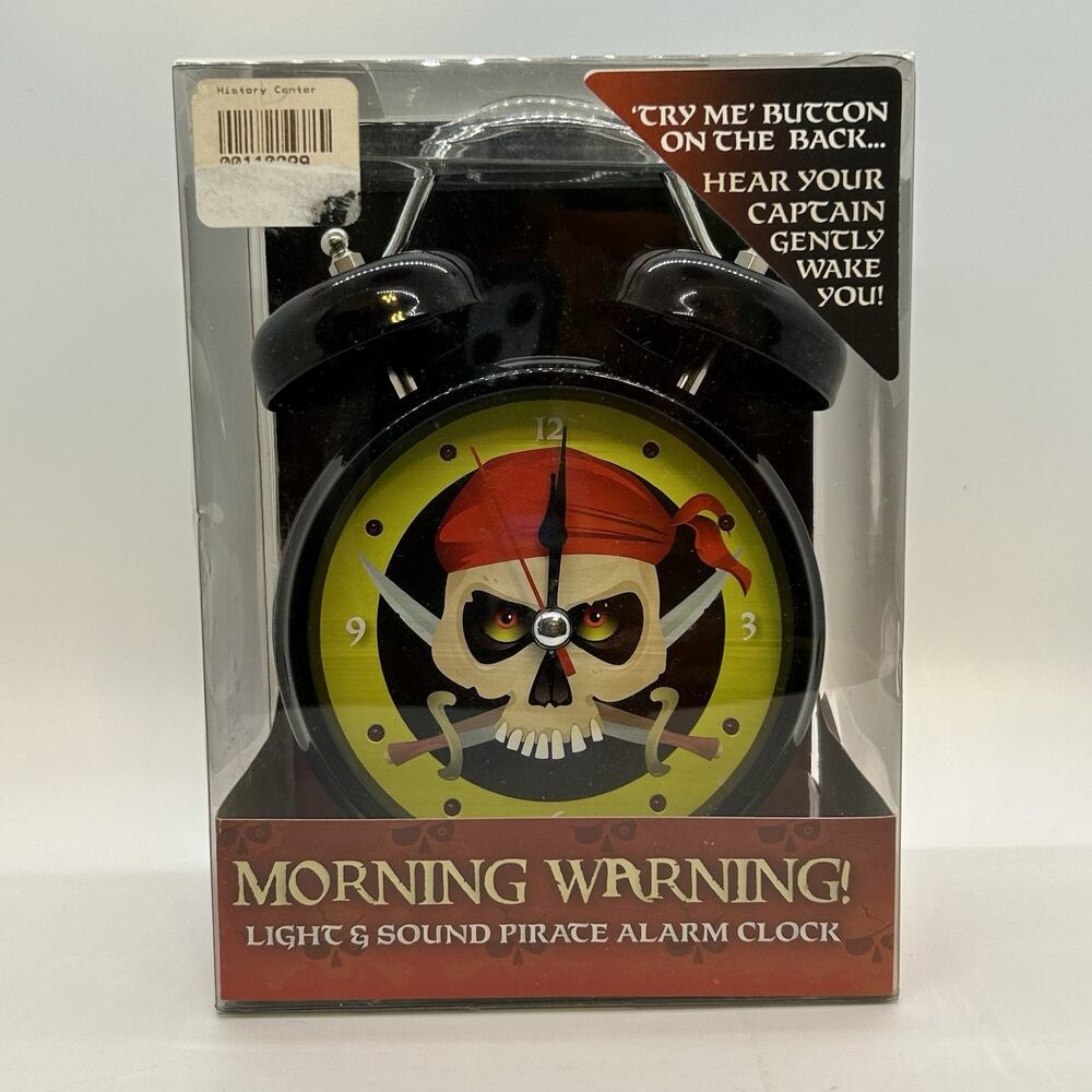 Pirate Skull Bell Alarm Clock Lights Sound ~ Swab the Decks by Streamline Inc